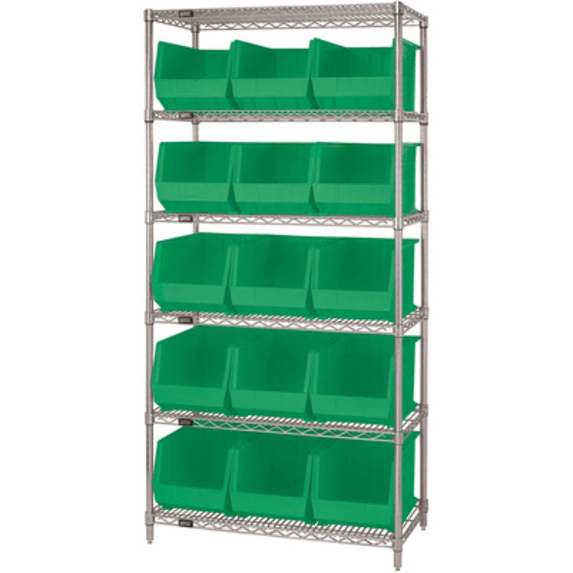 36 x 18 x 74in. - 6 SWSU with (15) Green Bins 1/CS, Height 74 in, Width 18 in, Bins Included (qty.) 1 Model# WSBQ260G